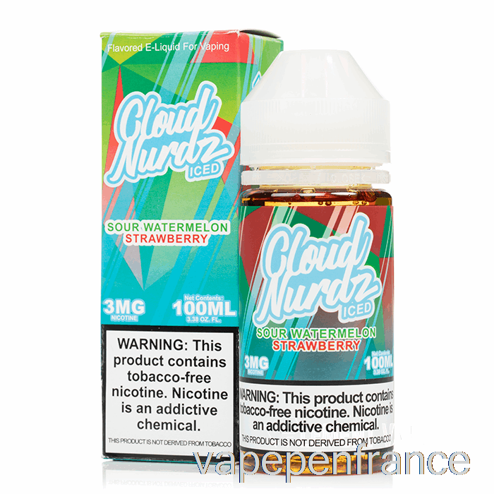 Fraise Pastèque Aigre Glacée - Cloud Nurdz - Stylo Vape 100 Ml 0 Mg